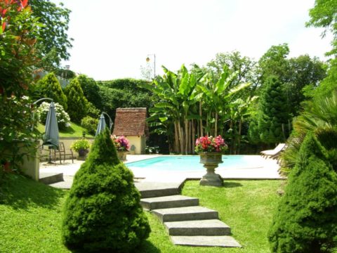 piscine et jardin du domaine